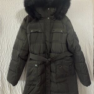 Ralph Lauren Jacket Womens Extra Large Black Puffer Coat Faux Fur Down Quilted